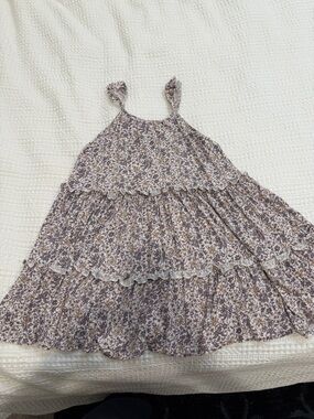 Rylee + Cru Floral Tiered Sundress in Taupe and Cream